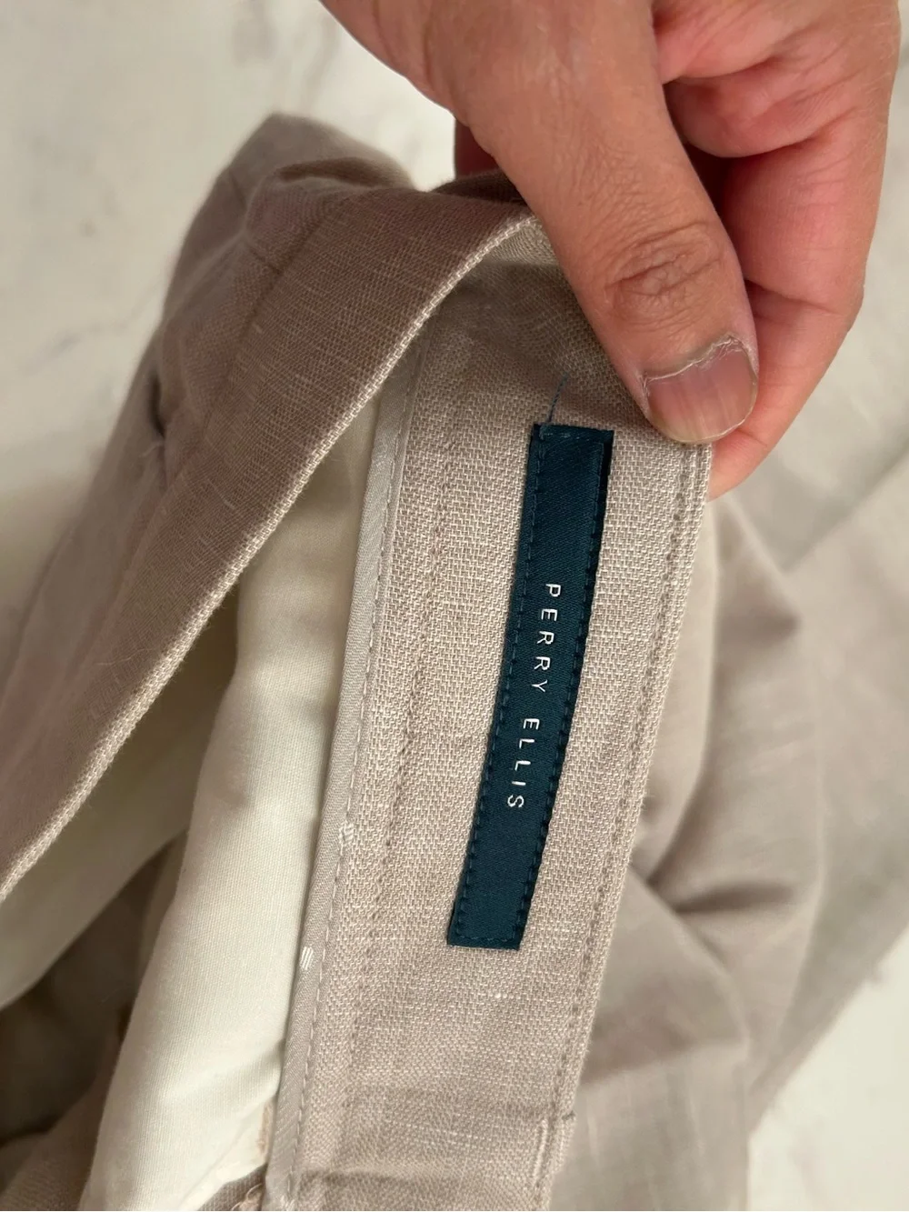 Men's Perry Ellis Lightweight Linen-Blend Pants in Taupe